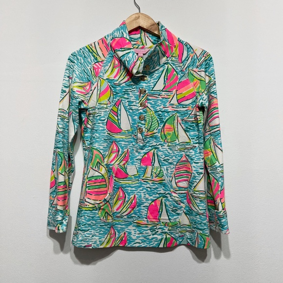 Lilly Pulitzer Captain Popover Cotton Terry Lined You Gotta Regatta Sweater S - Picture 1 of 4